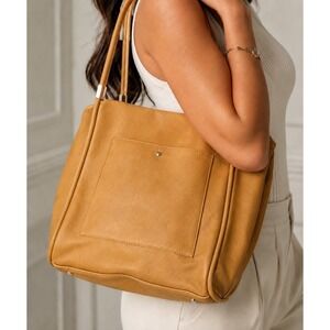 Urban Expressions Mustard Yellow Vegan Leather Tote Chic Work Travel Bag Purse